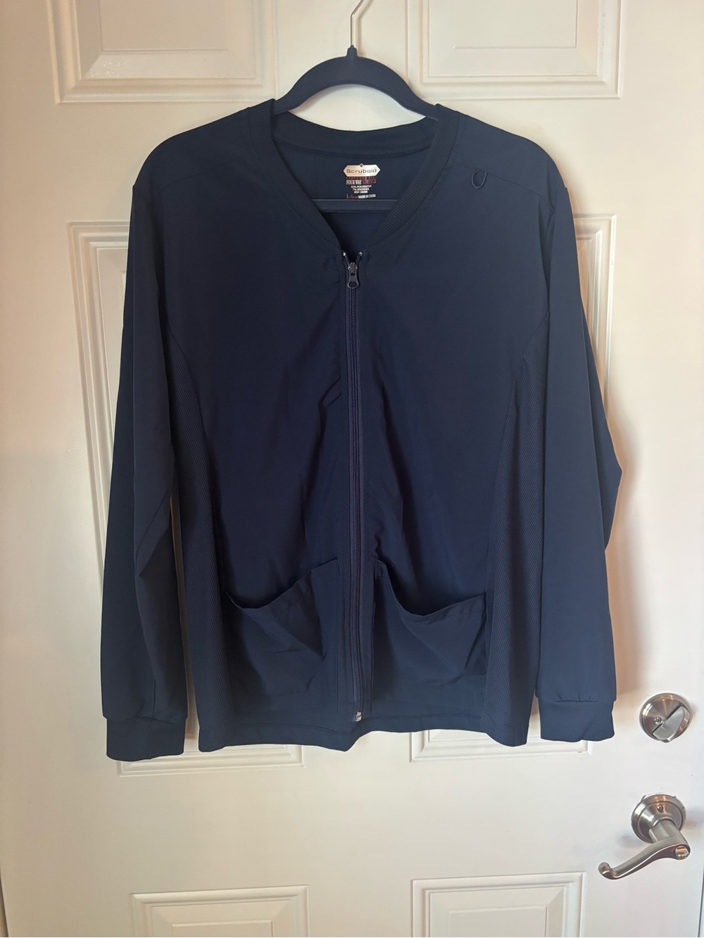 Scrubaid Navy Zip-Front Scrub Jacket - Women's Large